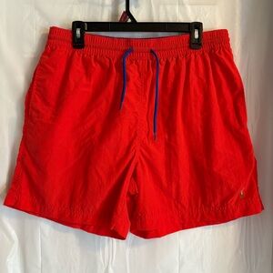Polo Ralph Lauren Swim Shorts Sz Lg Red Mens Trunks Mesh Lined Drawstring‎ Logo